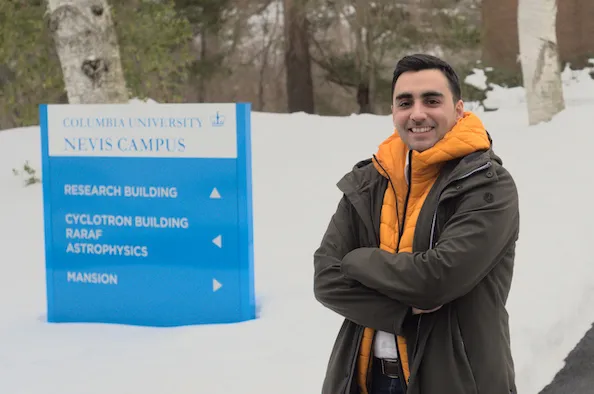 Dr. Capasso at Nevis Labs, where the Barnard and Columbia group are building a setup to test the instrumentation of the upgraded camera of the Schwarzschild-Couder Telescope (SCT).
Photo Credit: Daniel Schury